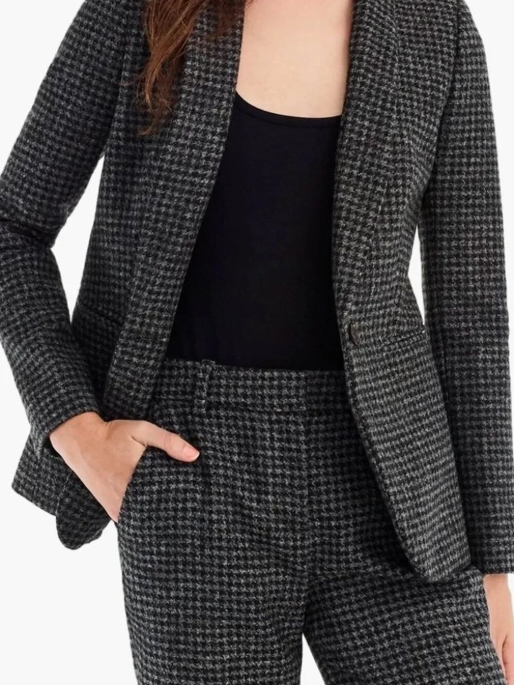 J. Crew Houndstooth Black & Gray Wool Blazer - Size 10